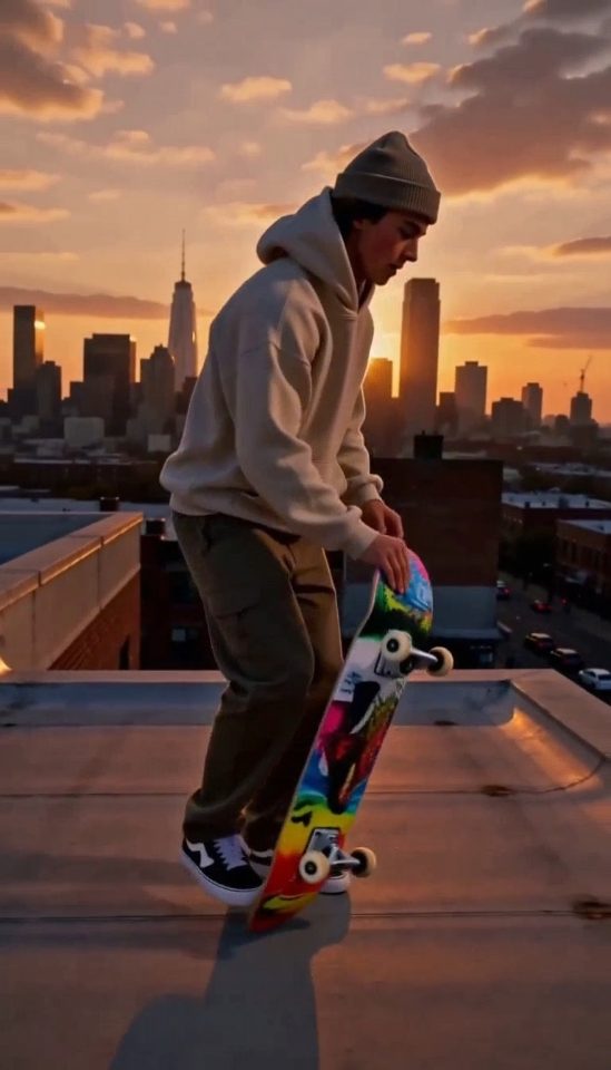 Skater landet und fängt das Board